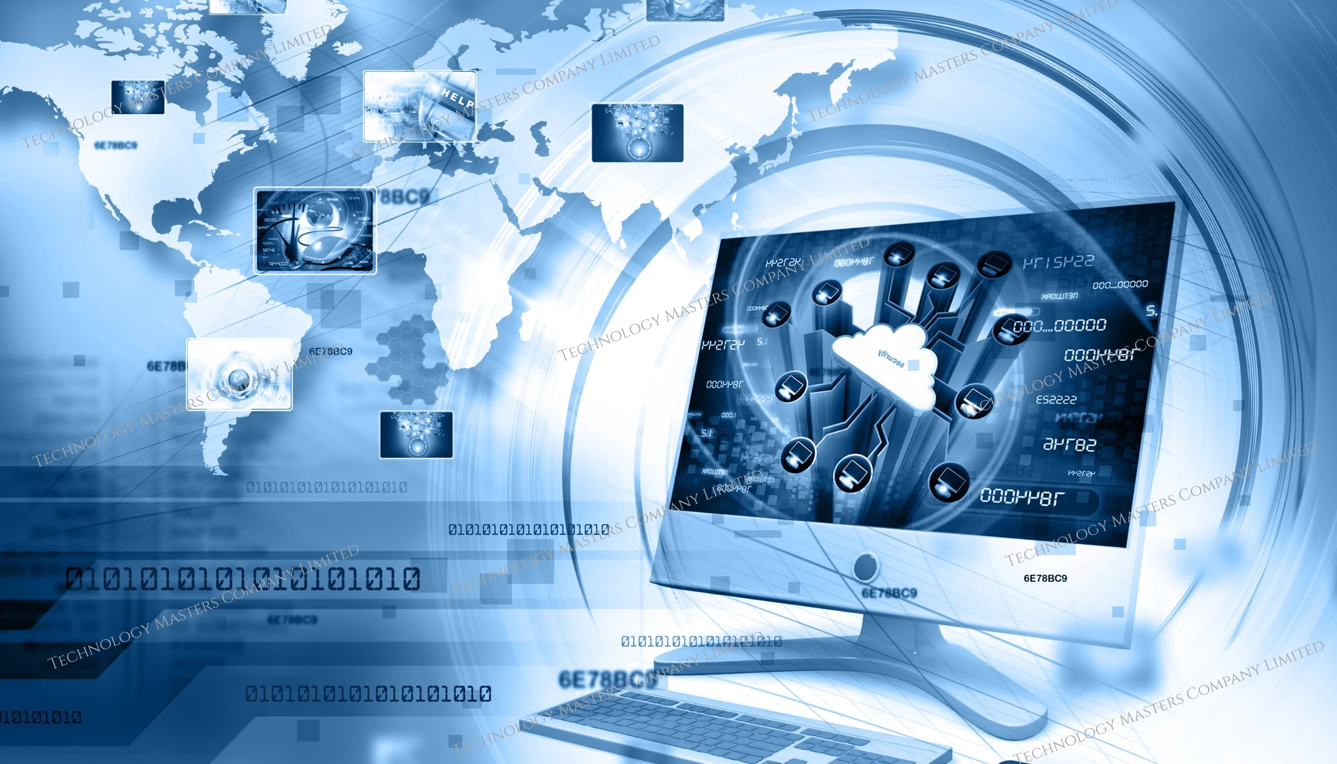 Technology Masters business technology showcase with global network and digital infrastructure visuals